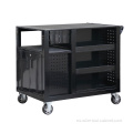 Gabinete con ruedas para estaciones de trabajo con cajón negro brillante de 720 mm de profundidad